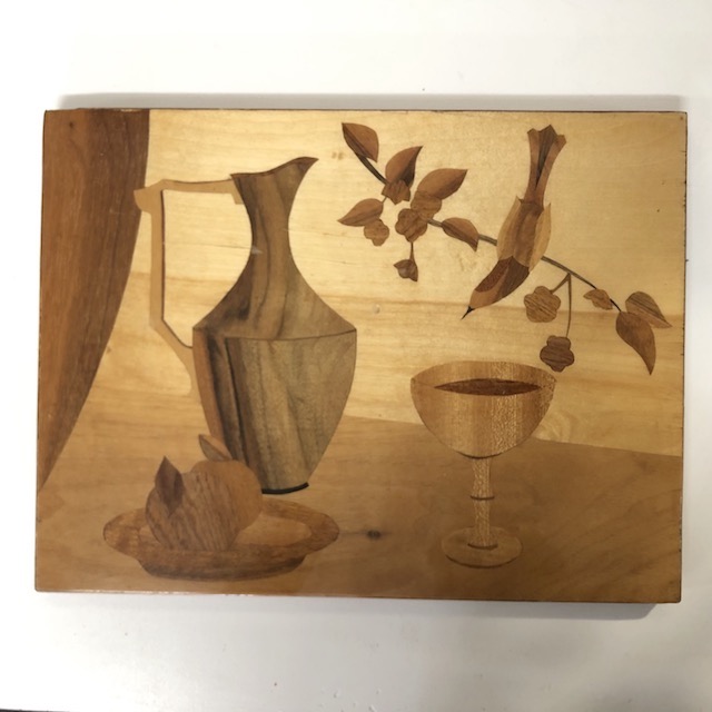 WALL PLAQUE, Wooden Inlay Still Life